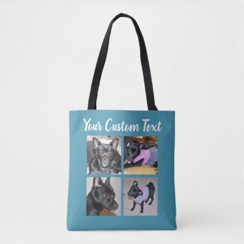 4 Photo Collage  Dog Blue Tote Bag