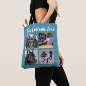 4 Photo Collage | Dog Blue Tote Bag (Close Up)