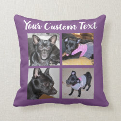 4 Photo Collage | Dog  Purple Throw Pillow