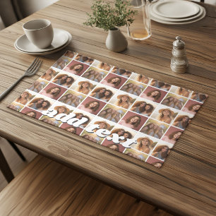 4 Photo Collage Duplicated All Over Can Edit Color Cloth Placemat