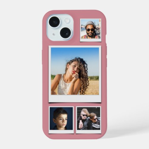 4 Photo Collage Dusty Pink iPhone 15 Case