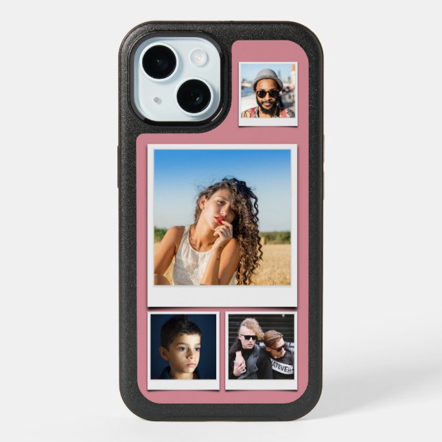 4 Photo Collage Dusty Pink Otterbox iPhone 15 Case (Back)