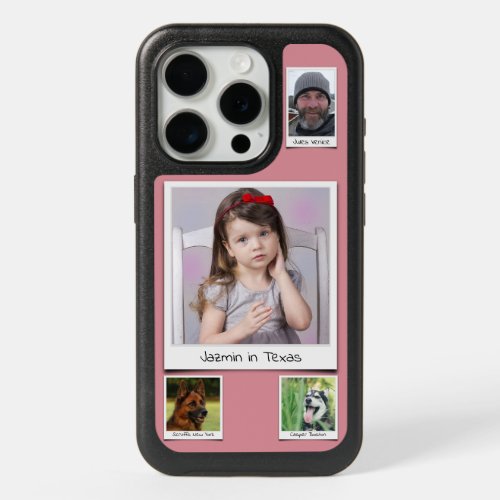 4 photo Collage Dusty Pink iPhone 15 Pro Case