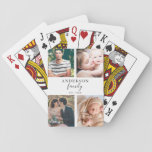 4 Photo Collage Family Calligraphy Hand Lettering Playing Cards at Zazzle