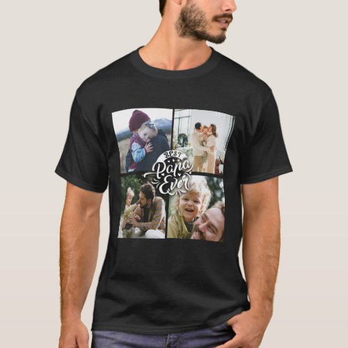 4 Photo Collage Family Memory Fathers Day  T_Shirt