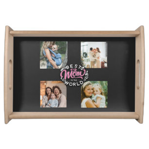 4 Photo Collage Family Memory Mother's Day Serving Tray