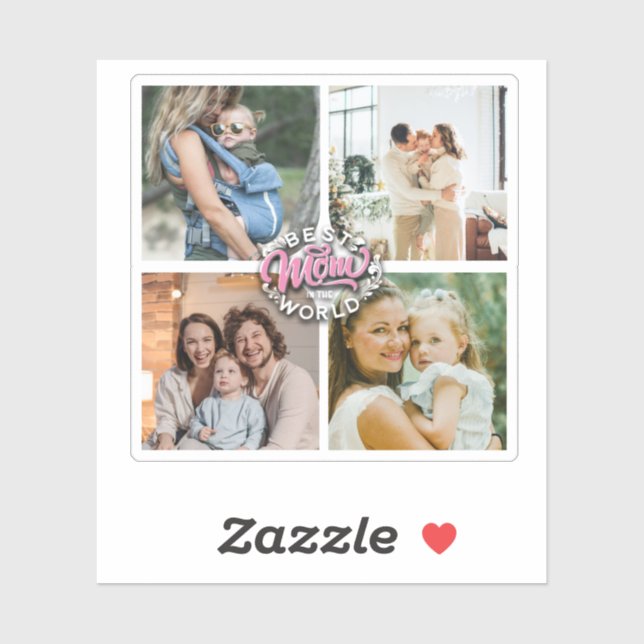 4 Photo Collage Family Memory Mother's Day Sticker (Sheet)