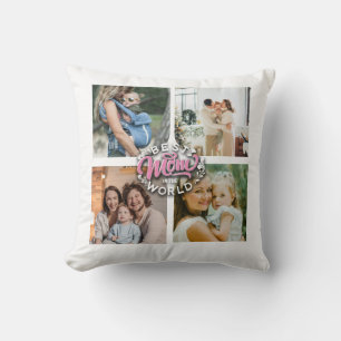 4 Photo Collage Family Memory Mother's Day T-Shir Throw Pillow
