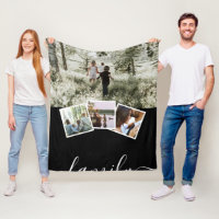 4 Photo Collage Family Personalized Fleece Blanket