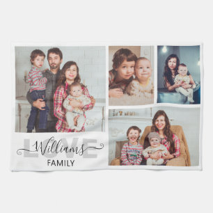 4 Photo Collage Family Personalized Kitchen Towel