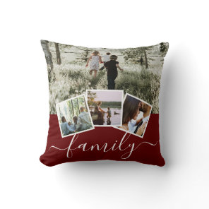 4 Photo Collage Family Personalized Throw Pillow