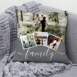 4 Photo Collage Family Personalized Throw Pillow<br><div class="desc">4 Photo Collage Family Personalized throw pillow from Ricaso - gray white with 4 photo templates</div>