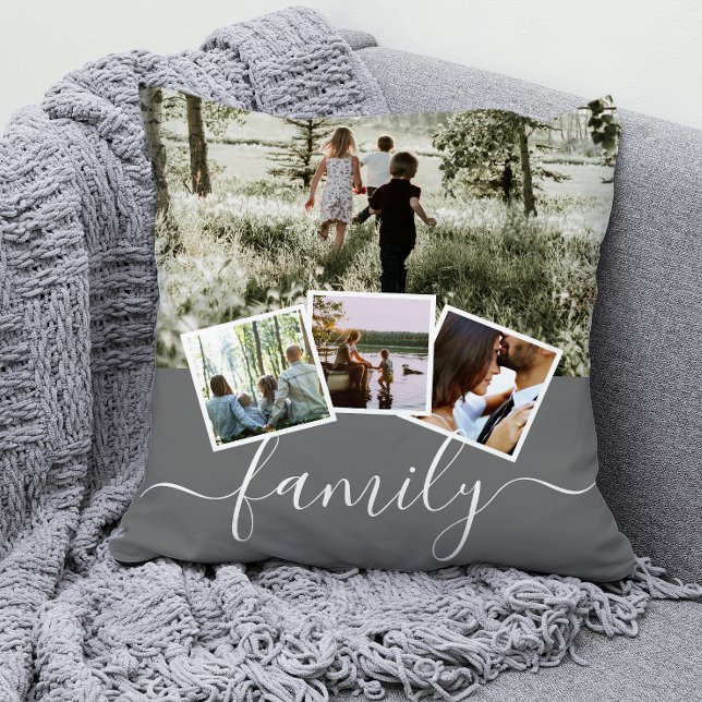 4 Photo Collage Family Personalized Throw Pillow (Creator Uploaded)