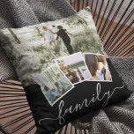 4 Photo Collage Family Personalized Throw Pillow<br><div class="desc">4 Photo Collage Family Personalized throw pillow from Ricaso - Black white with 4 photo templates</div>