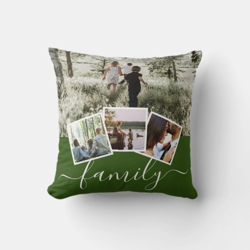 4 Photo Collage Family Personalized Throw Pillow