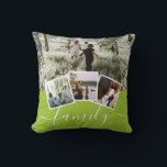 4 Photo Collage Family Personalized Throw Pillow<br><div class="desc">4 Photo Collage Family Personalized throw pillow from Ricaso - bright green white with 4 photo templates</div>
