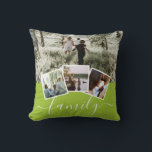 4 Photo Collage Family Personalized Throw Pillow<br><div class="desc">4 Photo Collage Family Personalized throw pillow from Ricaso - bright green white with 4 photo templates</div>