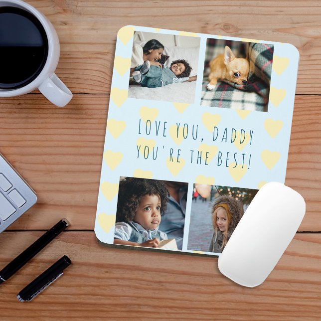 4 photo collage Father's Day Love you Daddy Mouse Pad (Creator Uploaded)