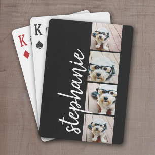 4 Photo Collage - Film Strip Layout - black Poker Cards