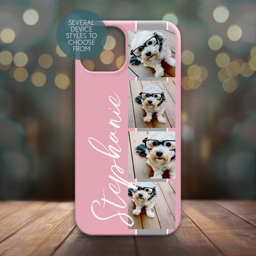 4 Photo Collage Film Strip Name _ CAN edit COLOR iPhone 15 Case