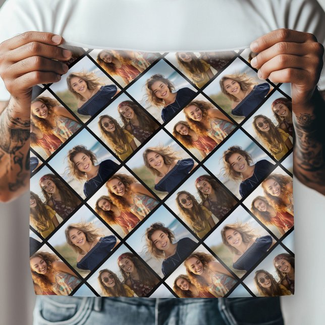 4 Photo Collage for face mask - grid black Bandana (Custom Bandana)