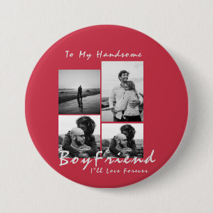  4-Photo Collage Forever Boyfriend Valentine's day Button