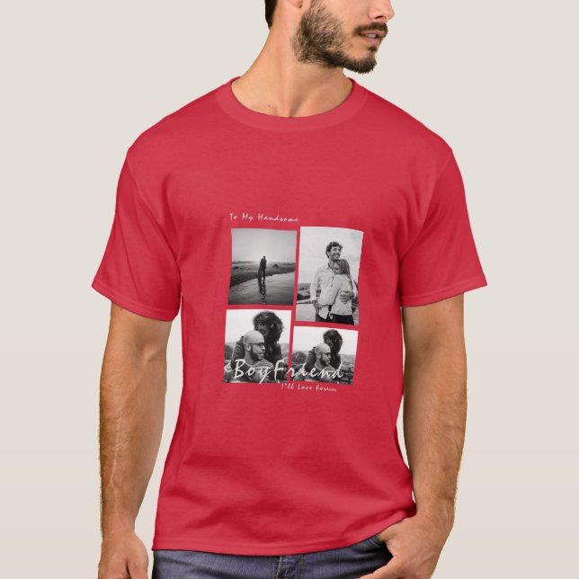 4-Photo Collage Forever Boyfriend Valentine's day T-Shirt (Front)