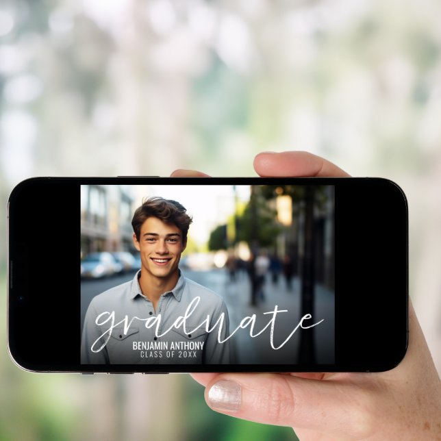 4 Photo Collage - Full Pic Mod Graduation Party Invitation (Front Digital)