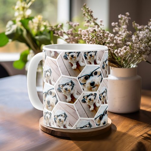 4 Photo Collage _ funky hexagon pattern Coffee Mug