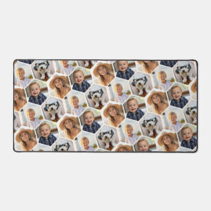 4 Photo Collage - funky hexagon pattern Desk Mat