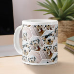 4 Photo Collage - funky hexagon pattern Giant Coffee Mug<br><div class="desc">Square photos work best with this template. Add your favorite pics to this fun template. You can use square photos or any photos for this grid.</div>