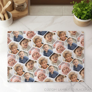 4 Photo Collage - funky honeycomb hexagon pattern Placemat