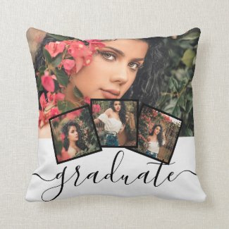 4 Photo Collage Grad Graduate Personalized Throw Pillow