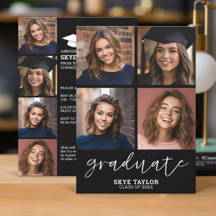 4 Photo Collage Graduate Script - Graduation Party Invitation