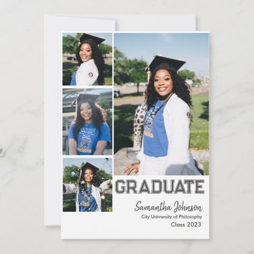 4 Photo Collage Graduation Announcement