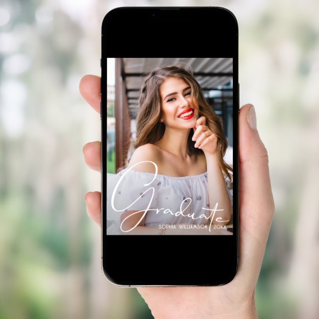 4 Photo Collage Graduation Dark Maroon Invitation (Front Digital)