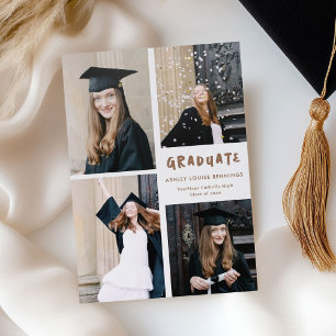 4 Photo Collage Graduation Letterpress Photo Cards