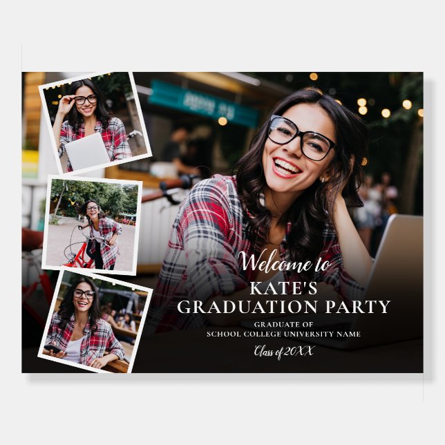 4 Photo Collage Graduation Party Welcome SIgn (Front)