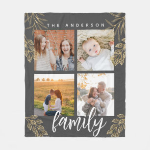 4 photo collage grid script Fleece Blanket