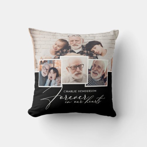 4_Photo Collage Handwritten Forever In Our Hearts Throw Pillow