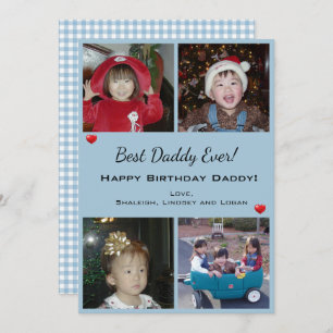 4 Photo Collage Happy Birthday Best Dad Ever Card