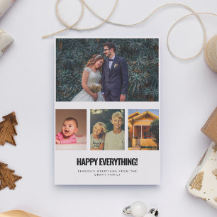 4 Photo Collage Happy Everything Family Holiday Card