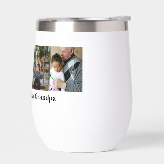 4 Photo Collage Happy Father's Day Grandpa Thermal Wine Tumbler