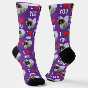 4 Photo Collage I Love You Socks