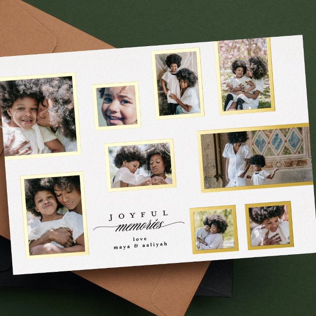 4+ Photo Collage Joyful Christmas Foil Holiday Card (Creator Uploaded)