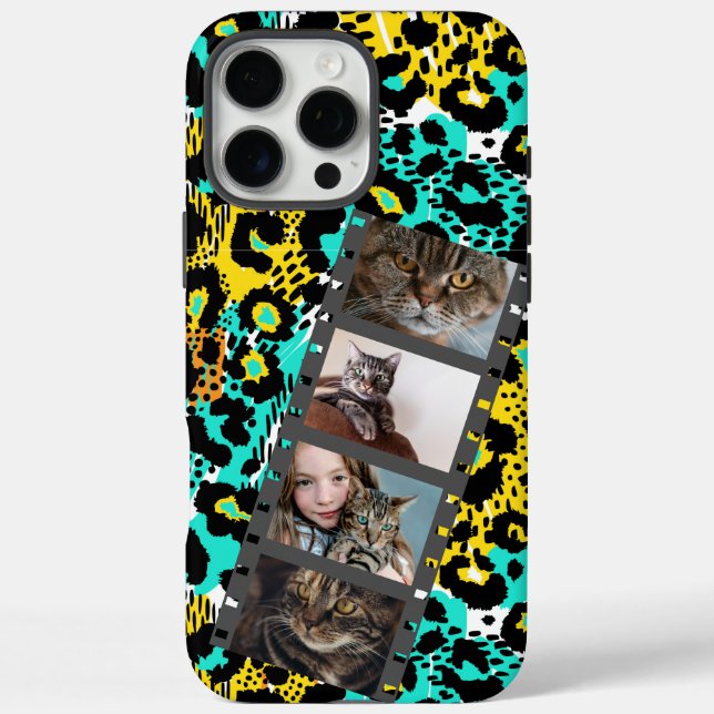 4 Photo Collage Leopard Phone Case (Back)
