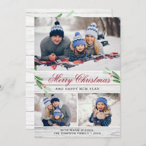 4 PHOTO Collage Merry Christmas Greeting Holiday Card