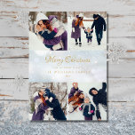 4 Photo Collage Merry Christmas Winter Frost Holiday Card<br><div class="desc">Send your Christmas greetings with these elegant photo holiday cards. Personalise the message,  4 photos,  family name and date on a winter frost background. Designed by Thisisnotme©</div>