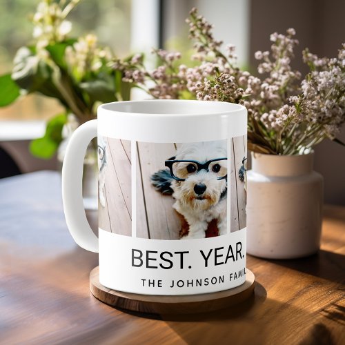 4 Photo Collage Minimalist _ Best Year Ever Coffee Mug
