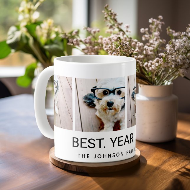 4 Photo Collage Minimalist - Best Year Ever Coffee Mug